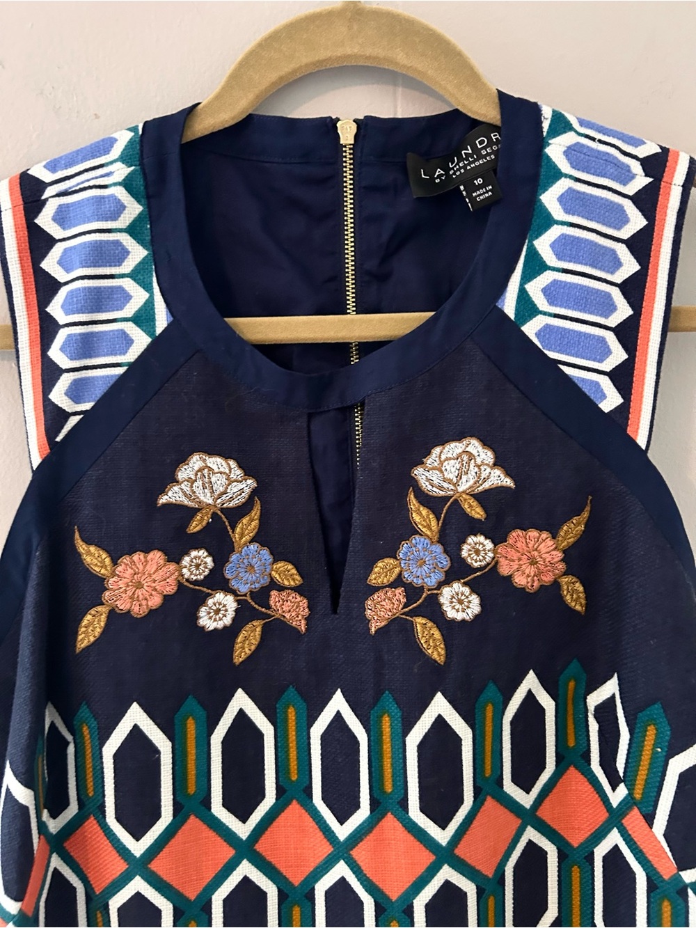 NWT Laundry by Shelli Segal Embroidered Geometric Shift Dress Size 10 - Picture 12 of 16